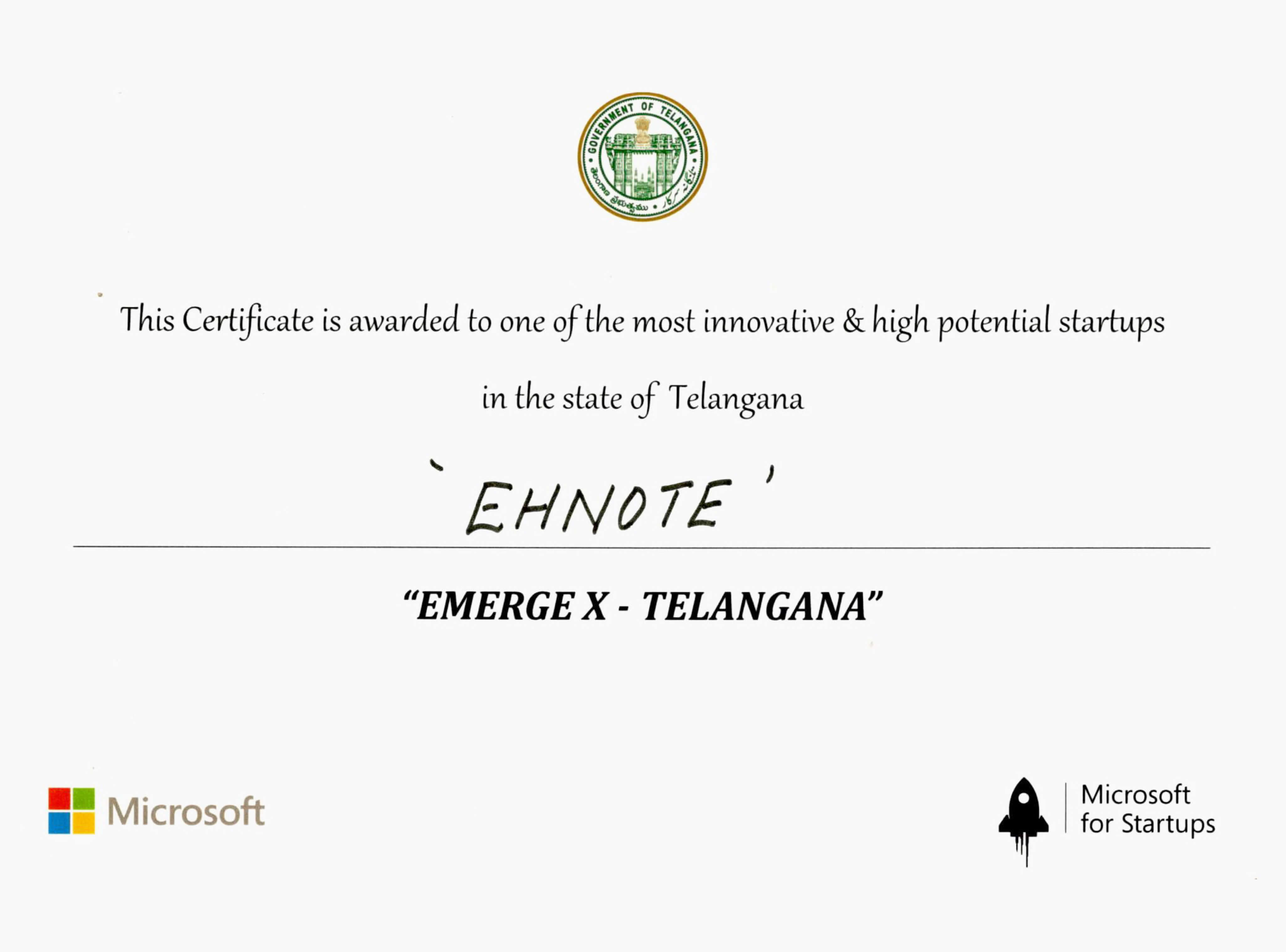 EHNOTE microsoft award